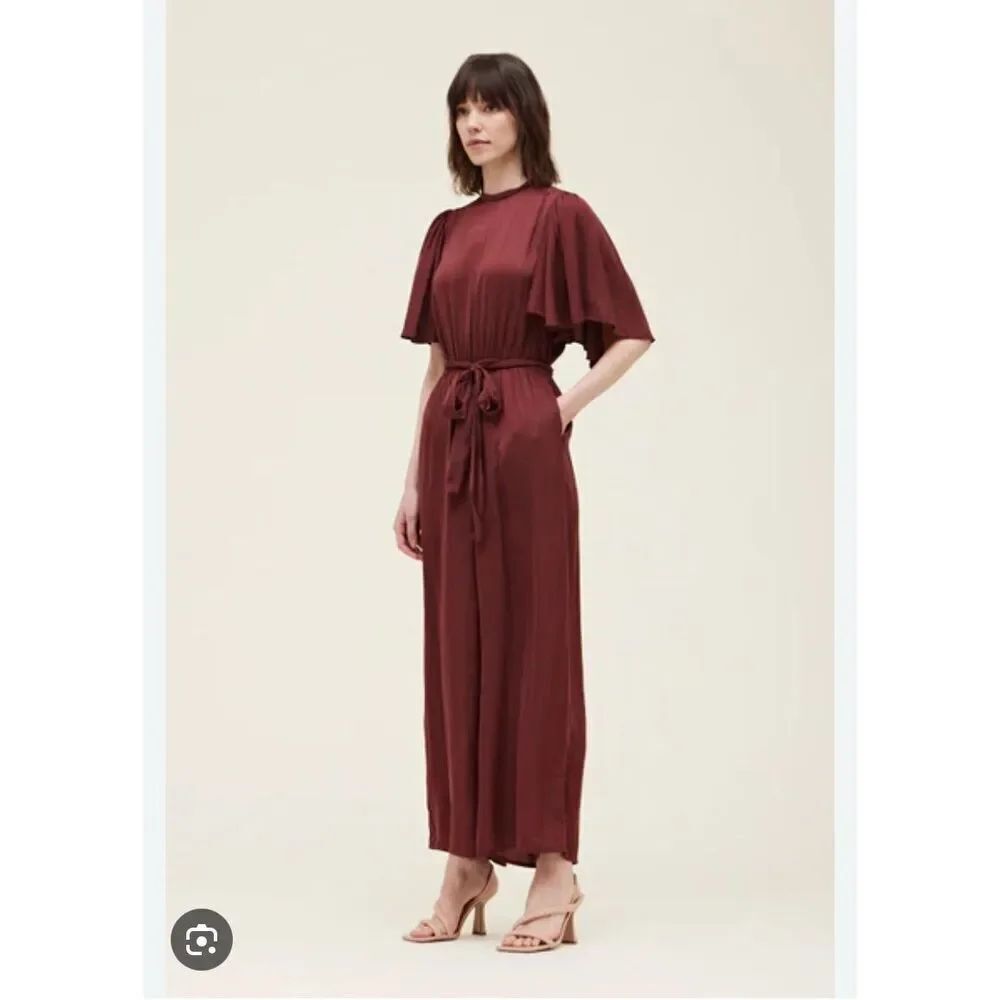 GRADE AND GATHER RACHEL PLEATED SLEEVE HOLIDAY JUMPSUIT